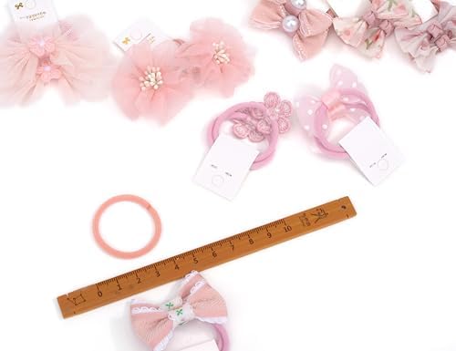 10 pairs Hair Ties With Bows 1.2 Inch Small, Ponytail Holders Pigtails Elastic Bands Hair Accessories For [Toddler] Kids [Baby] [Girl]s (Set-A) - Image 2