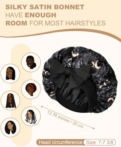 AWAYTR Double Layer Satin Bonnet for Women, Reversible Sleep Hair Wrap - Image 3