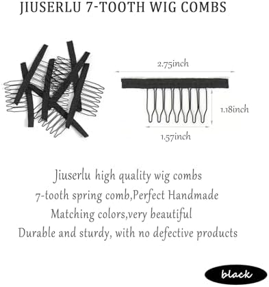 50 Pieces Wig Combs Wig Clips Wig Combs to Secure Wig 7-teeth Wig Accessories Tools For Making Wig Caps Wig Comb (Black,50 Pcs) - Image 2