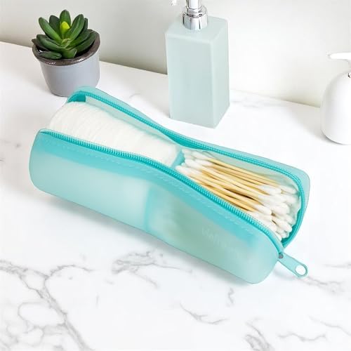 Cotton Round Swab Travel Case, 2-in-1 Beauty Organizer, (Blue) - Image 3