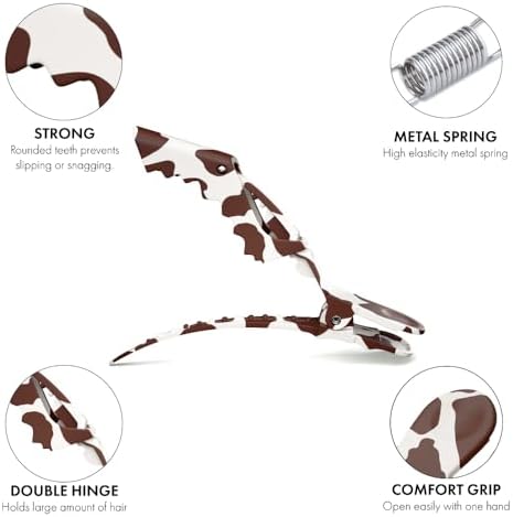FRAMAR Cow Print Alligator Clips For Hair Styling, Cow Print Stuff, Matte - Image 5