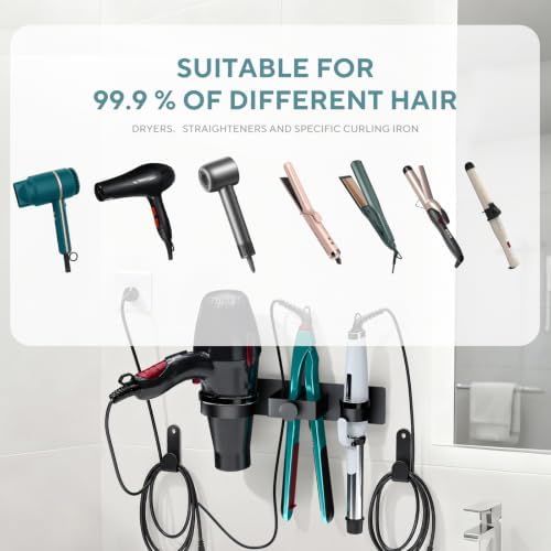 Hair Dryer Holder Wall Mounted, Blow Dryer Holder with Plug&Cord Organizer - Image 6