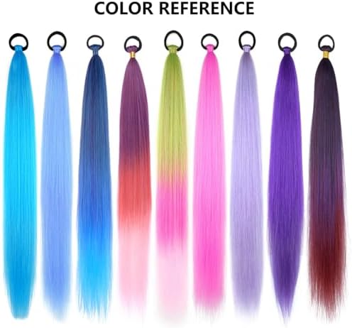 Ponytail Extension 2 Pc Rose Red Braid Ponytail Extension with Elastic Tie - Image 7