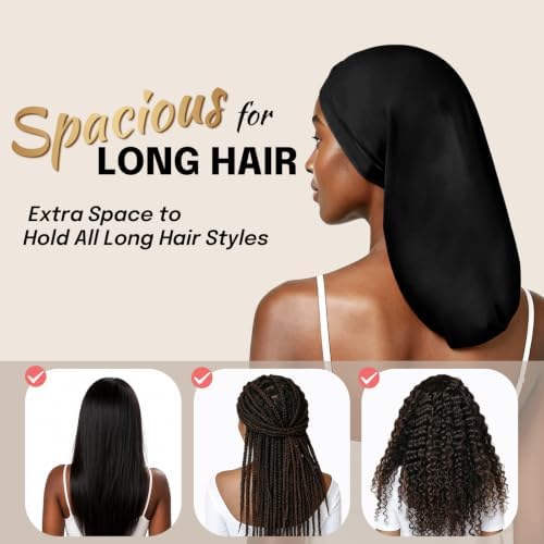 Long Satin Hair Bonnet for Locs, Dreadlocks & Braids, Sleeping Cap Women - Image 2