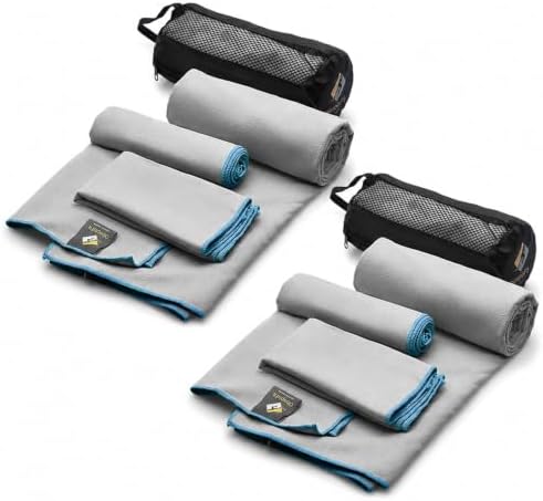 OlimpiaFit Quick Dry Towel - 3 Size Pack of Lightweight Microfiber Travel Towels w/Bag - Fast Drying Towel Set for Camping, Beach, Gym, Backpacking, Sports, Yoga & Swim Use by OlimpiaFit