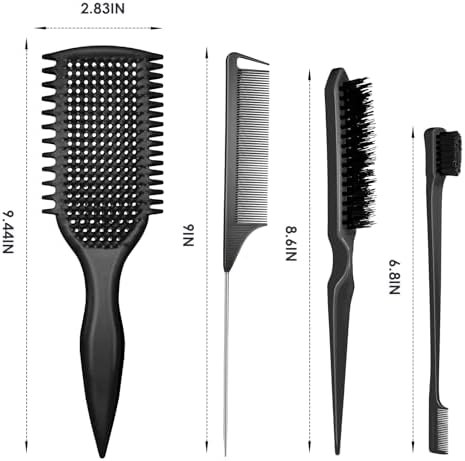 Curl Defining & Detangling Brush – Dual-Vented Curly Hair Brush for Wet & Dry Hair with Flexible Bristles – Reduces Frizz & Smooths Knots – For All Hair Types & Users (Black) - Image 2