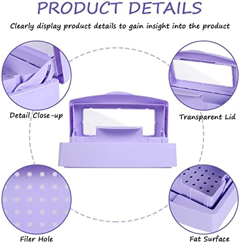 Nail Tool Sterilizer Box Disinfectant Jar Plastic Disinfectant Container Suitable for Nail Tools Hair Salons Beauty Centers and Manicure and Nail Equipment(Purple) - Image 3