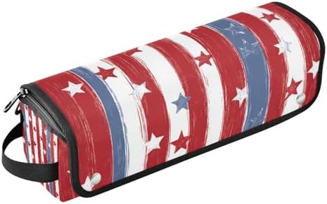 Hair Tools Travel Bag with Heat Resistant Mat 2-in-1 Hot Tools Travel Bag Organizer Flat Curling Iron Travel Case for Straightener Red and Blue Stars Independence Day by WelcometoElliTarr