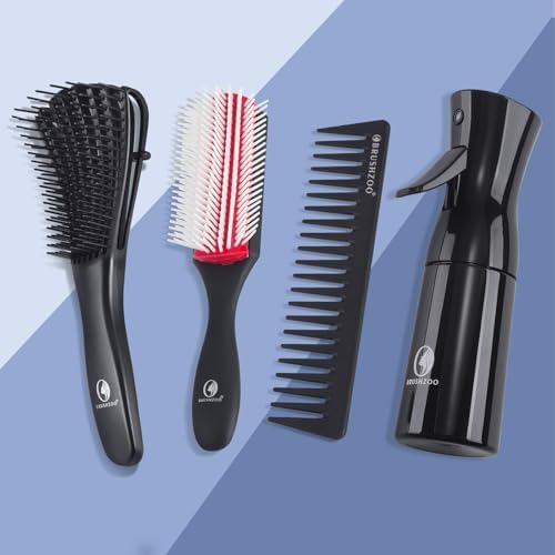 BRUSHZOO Detangler Brush with Hair Spray bottle 9 Row Brush Wide Tooth comb, Hair Brushes for Women Men Kids Curly 3/4abc Hair (Red) - Image 6