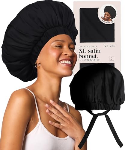 Kitsch XL Satin Bonnet for Sleeping - Black by Kitsch