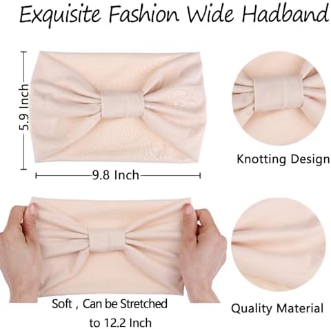 XTREND 12 Pcs Wide Headbands Fashion Knotted Headband For Headband Ladies Bohemian Style Women Non Slip Head Wraps Sport Yoga Workout Turbans Pure Color Hair for Accessories (Solid Color) - Image 2