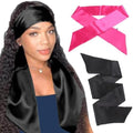 XTREND 2Pcs Satin Edge Scarves for Wig 56 Inch Women's Laying Scarf for Lace Wig Non Slip Hair Wrap Wigs Grip Band for Yoga, Makeup, Facial, Sport (1pc Pink#+1pc Black#) by XTREND