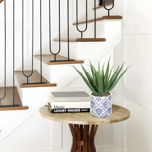 Briful Agave Plants Artificial Succulents Fake Plant in Blue Vase, 9'' Tall Realistic Faux Aloe Vera for Home Decor Indoor Centerpiece Table Kitchen - Image 6
