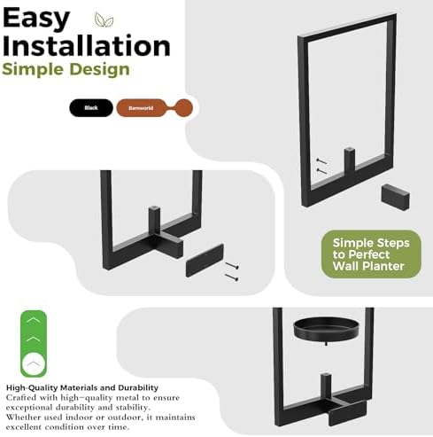Bamworld Wall Plant Holder Plant Stand Indoor Wall Planters Black - Image 5