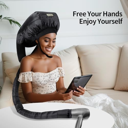 Hooded Drying Bonnet for Curly Hair,Upgraded Double Tubes Diffuser Cap,Even Heat Distribution,Hairstyling Dryer Cap for Women,Hooded Hair Dryer, - Image 6