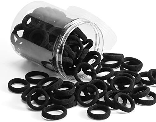 100Pcs Black Baby Hair Ties, Soft Cotton Hair Elastics Ponytail Holders - Image 2