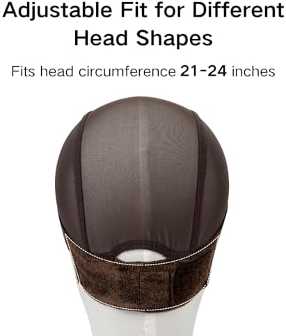 IsshinBeauty Wide Wig Grip Cap for Glueless Wigs: Ear Cutouts 2-in-1 Non Slip Wig Cap - Adjustable Breathable Cap for Secure and Comfortable Lace Front HD Wigs and Daily Glueless Styling (Brown) - Image 3