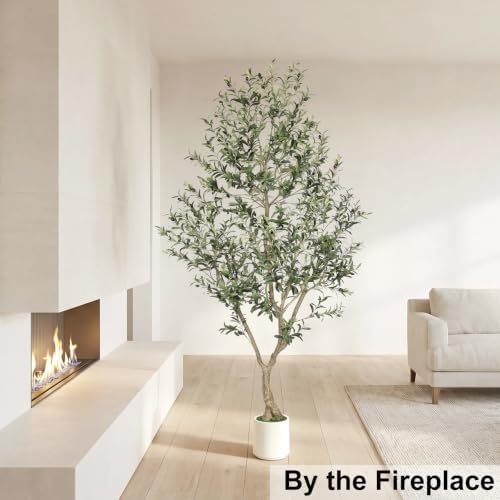 LYERSE Faux Olive Tree 8ft with Sturdy White Planter, Fake Olive Tree 8ft - Image 5
