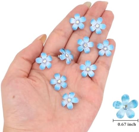 YISSION 20Pcs Mini Ombre Blue Flower Hair Clips Crystal Women Girls Wedding - Image 6