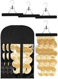 3 Pcs Hair Extension Storage Bag, Hair Extensions Holder with Hanger, 11.4 * 23.6 inches, Portable Wig Bags Storage with Transparent Zipper Closure (Black) by Whtawtaw