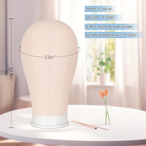 63in Wig Mannequin Stand with 23In Head Canvas for Wig Making Train Display - Image 2