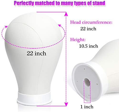 Bileaf 22 Inch Wig Head Leather Canvas Block Mannequin Head with Stand - Image 3