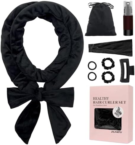 ZILAMPU Heatless Curls Overnight Long Hair 70" Curling Headband - Black by ZILAMPU