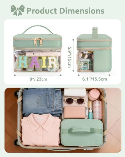 Fasrom Double Layer Hair Accessories Organizer, Preppy Makeup Bag for Girls - Image 5
