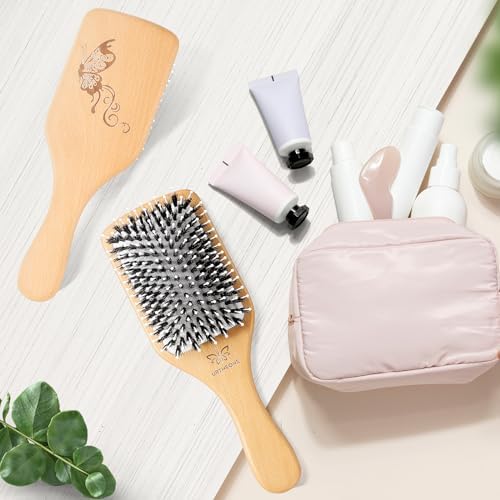 URTHEONE Hair Brush,Boar Bristle Hair Brushes and Styling Comb Set for Women Men Kids, Best Natural Wooden Paddle Hairbrush for Wet or Dry Hair Detangling Smoothing Massaging - Image 7