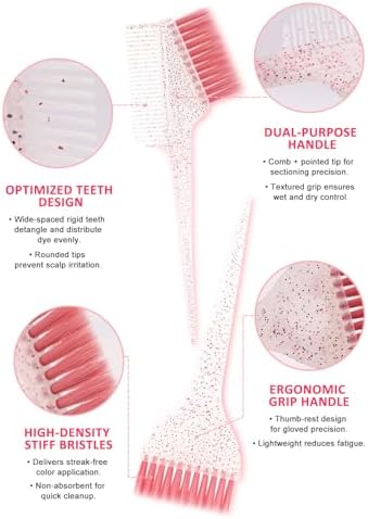 YOOVR 19pcs Hair Bleach Dye Kit with Hair Dye Brush, Bowl & Whisk (Pink) - Image 3