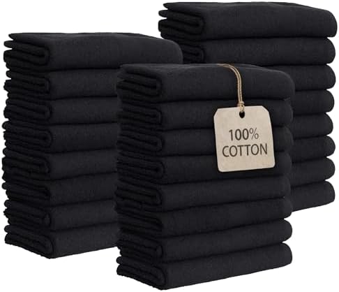 GREEN LIFESTYLE Black Bleach Proof Towels Bulk Sets 100% Cotton 16' X 25' Premium Spa Quality, Super Soft and Absorbent for Gym, Pool, Spa, Salon and Home 24 Pack by GreenLifeStyle
