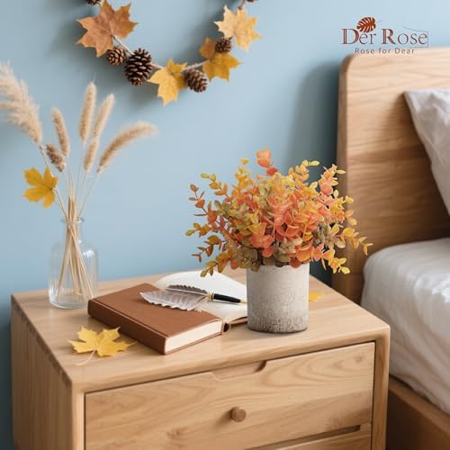 Der Rose 3 Pack Fake Plants Warm Orange Faux Plants for Fall Table Decor - Image 6