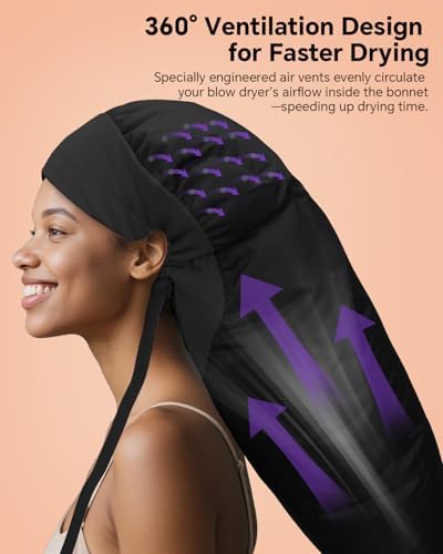 Boloye Hair Dryer Bonnet Attachment – 28.5" XL Hooded Dryer Cap for Faster Drying & Deep Conditioning, Extra-Large Space Fits Thick, Curly Hair & Styling Tools (Black, Extra Large) - Image 3
