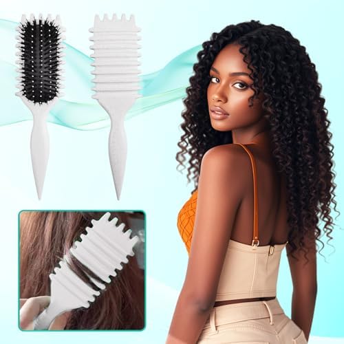 Curly Hair Brush,Curl Defining Brush,Hair Brush for Combing and Shaping,Reduce Pulling and Curl Separation For Defined Curls(off white) - Image 6