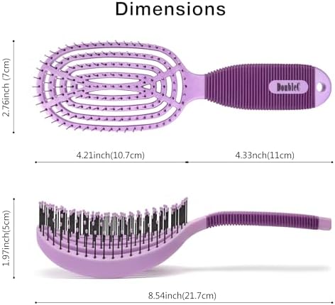 NuWay® DoubleC® Scalp Care Hair Brush – Patented Double Curve Design for Scalp Massage, Vented Blow-Dry Styling, Wet & Dry Hair, All Hair Types (Lavender) - Image 3