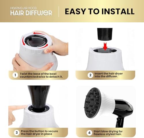 Herbishh Universal Hair Dryer Diffuser for Curly, Coily & Wavy Hair, White - Image 3