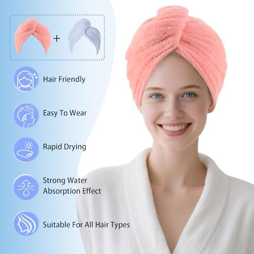 Microfiber Hair Drying Towel Wrap,Hair Turbans Towel for Wet Hair - Image 2