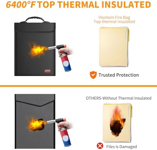 6400℉ Fireproof Document Bag with Lid, Two Storage Pockets Fireproof Bag - Image 4