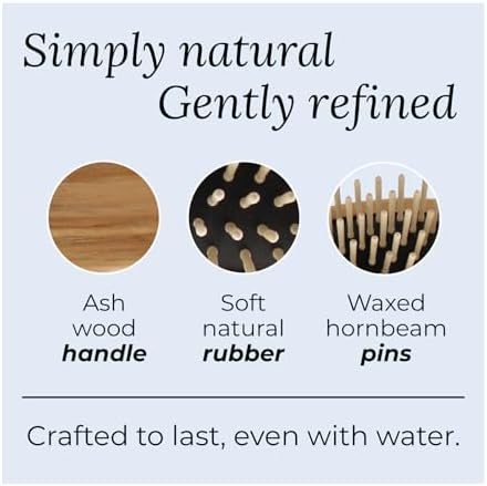 TEK | Rectangular Wooden Hair Brush Big with Short Rounded Teeth in Natural Ash Wood, Ideal for Detangling, Styling and Daily Care of Short to Medium-Lenght Hair | 22x6cm | Handmade in Italy - Image 5
