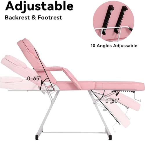 3-Section Spa Massage Table with Hydraulic Stool, 73" Esthetician Bed - Image 4