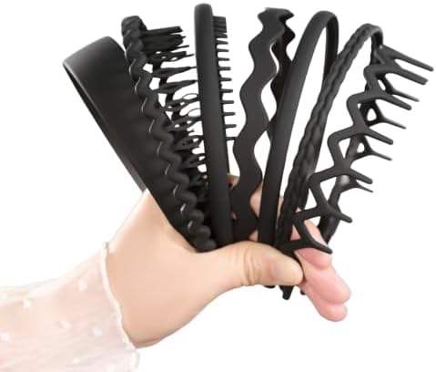 7 Pcs Headbands for Women Girls, Non Slip Cute Pearl Floral Padded Vintage Wide Fashion Multi-style Headbands for Girls (Black S) - Image 3