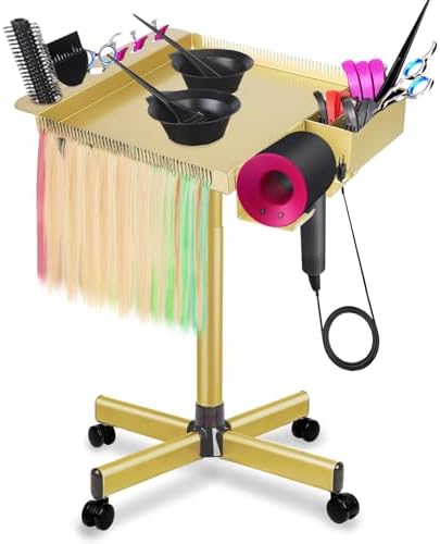 Salon Señor Gold Salon Rolling Tray Hair Extension Tray Cart - Image 2