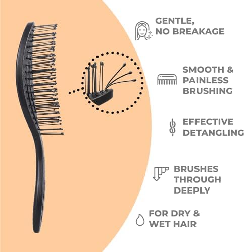 Ninabella Mini Detangler Brush - Small No Tangle Hair Brush for Purse and Travel - Hairbrush for Fine, Thick and Long Hair, Wet and Dry - Elegant Black - Image 2