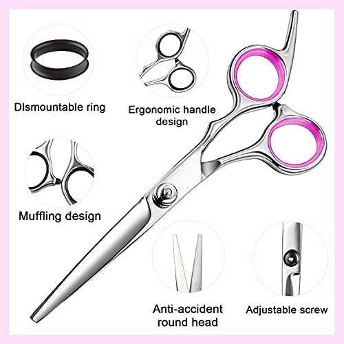 FCYSY Professional 11-Piece Hair Cutting Scissors Kit, Barber Scissors Hairdressing Texture Shears Straight Edge Razor Barber Supplies, Haircutting Shears Salon Tools - Image 3