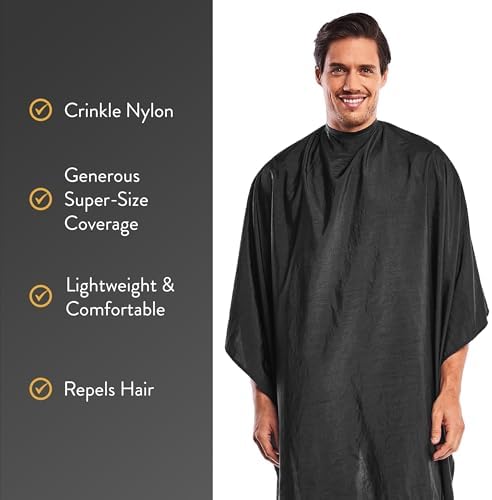 Betty Dain Lightweight Crinkle Nylon Hair Cutting/Styling Cape, Water Resistant, Washable, Snap Closure - Image 3