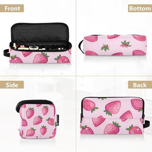 Hair Tools Travel Bag with Heat Resistant Mat Detachable 2-in-1 Curling Iron Travel Case Hot Tools Organizer for Straightener Flat Iron Pink Strawberries - Image 5