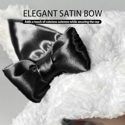 Satin Lined Sleep Bonnet for Women, Teddy Plush Hair Bonnet, Silk Wrap for Curly & Braided Hair, Anti-Frizz Night Cap - Image 2