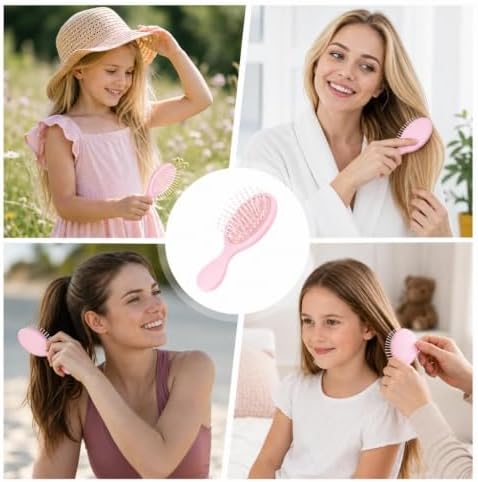 Mini Hair Bursh for Women Girls, Protable Travel Size Hair Brush for Pockets Purse backpack, Mini Detangler Brush for All Hair Types, Small Hair Brush for Detangling(Pink) - Image 7