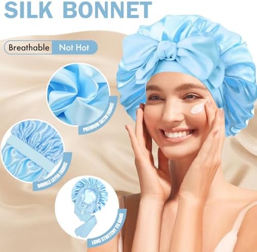 Silk Bonnet for Women,Adjustable Double Layer Sleep Cap - Image 6