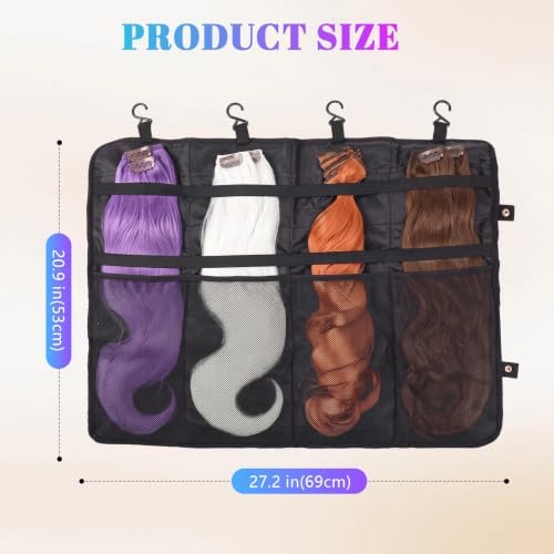 Eccliy Foldable Hair Extension Storage Bag Black Wig Travel Case - Image 3